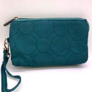 Thirty one teal cotton zip wallet wristlet
